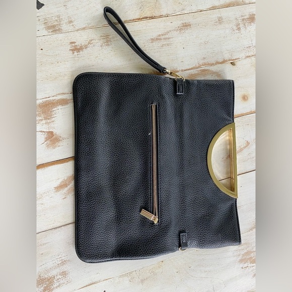 White House Black Market Faux Leather Floral Embroidered Clutch Handbag wristlet - Picture 3 of 12